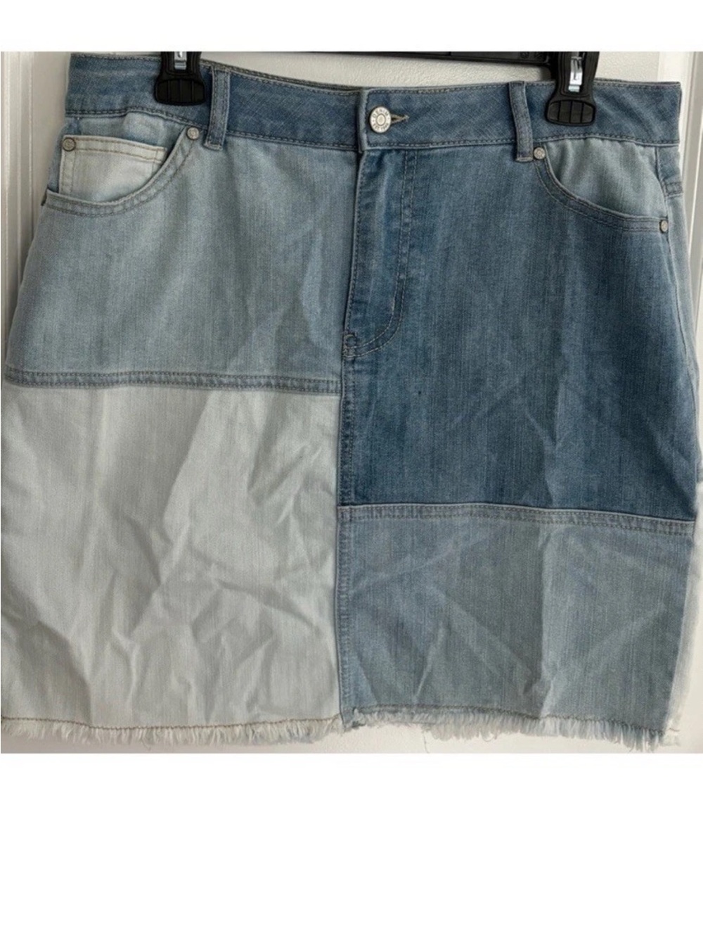 NWOT- EST. 1946 Denim Colorblock mini skirt, size 12